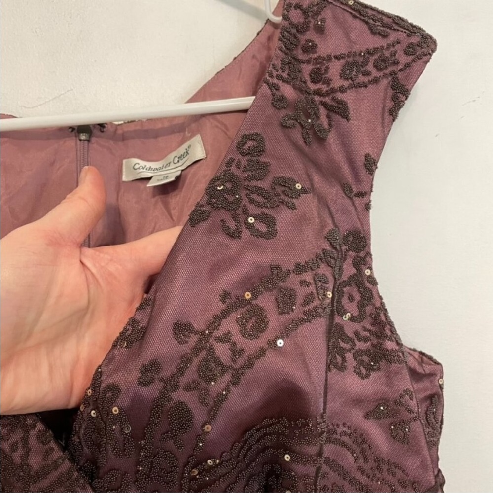 COLDWATER CREEK Purple Plum Mauve Beaded Sequin Embellished Dress - Picture 4 of 14